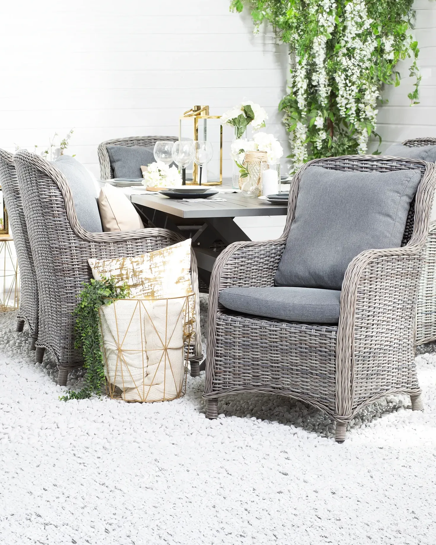 Set di 2 sedie da giardino con cuscini CASCAIS Rattan sintetico (PE) Grigio