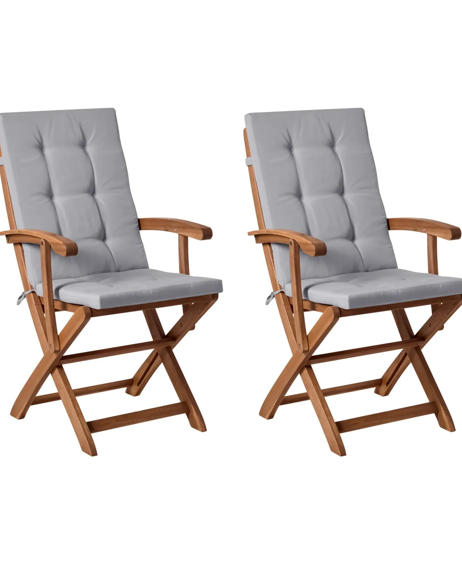 Set di 2 sedie da giardino con cuscini MAUI PREMIUM Legno d'acacia Grigio chiaro