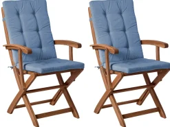 Set di 2 sedie da giardino con cuscini MAUI PREMIUM Legno d'acacia Blu