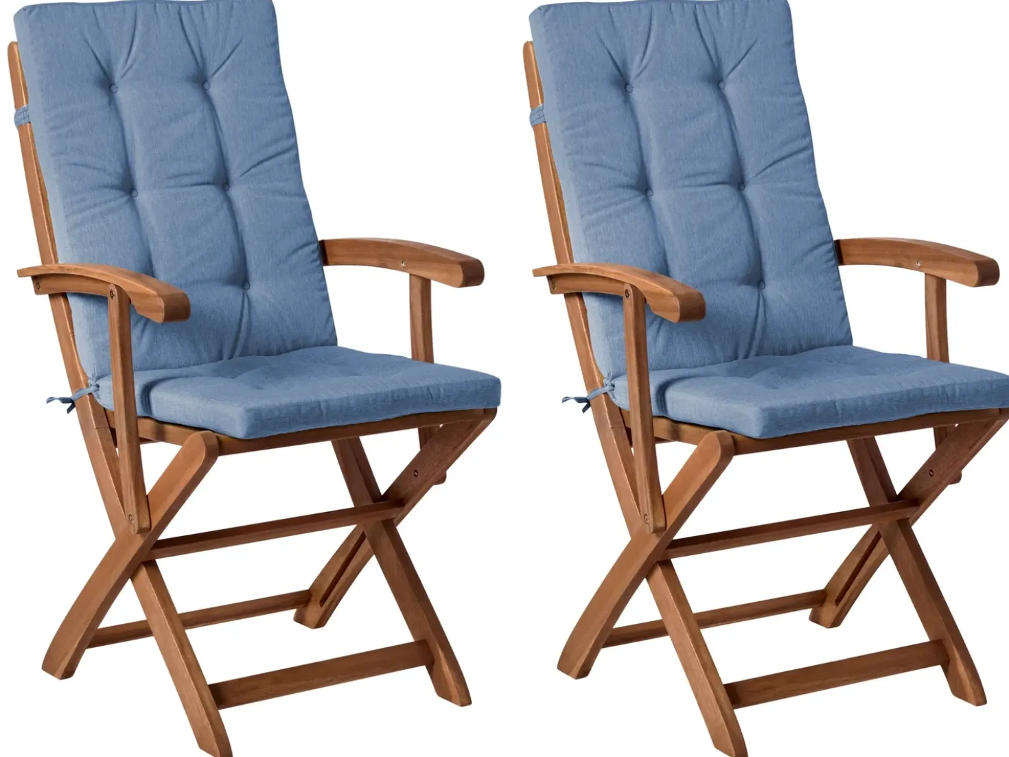 Set di 2 sedie da giardino con cuscini MAUI PREMIUM Legno d'acacia Blu