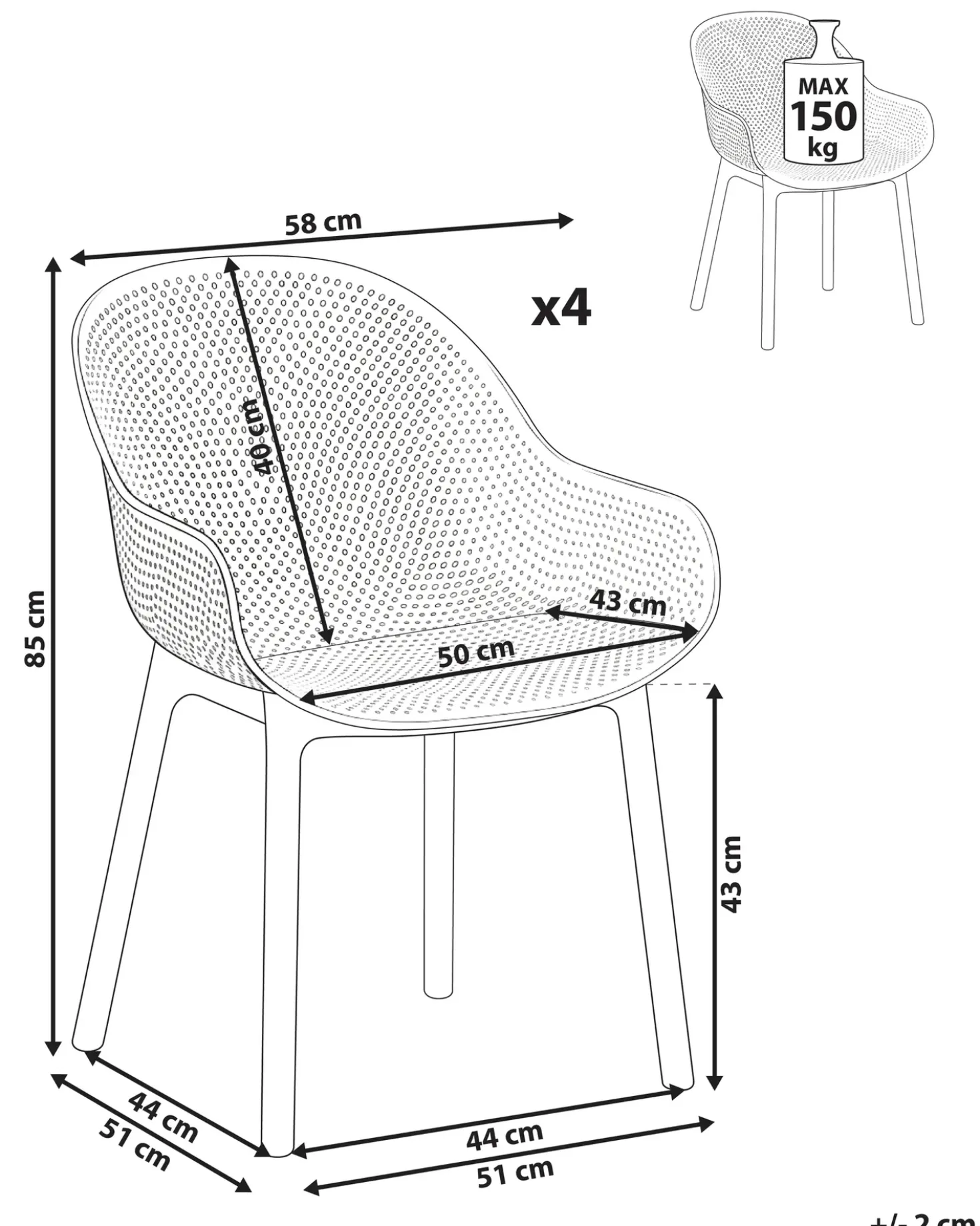 Set di 4 sedie da giardino TIGGIANO Corallo