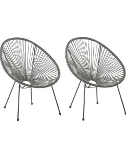 Set di 2 sedie da giardino ACAPULCO II Rattan sintetico (PE) Grigio scuro