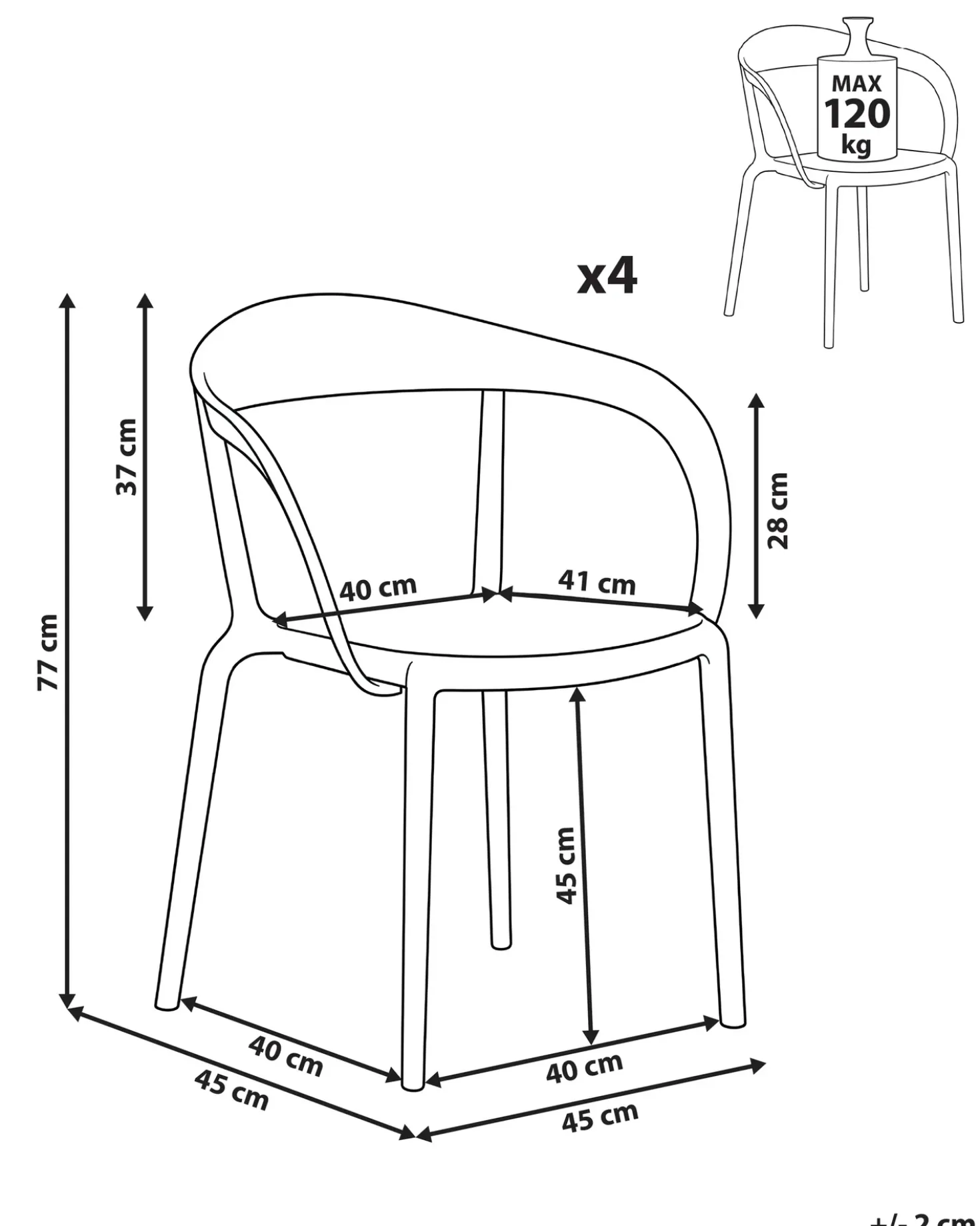 Set di 4 sedie da giardino MALEVIZI Impilabile Verde chiaro