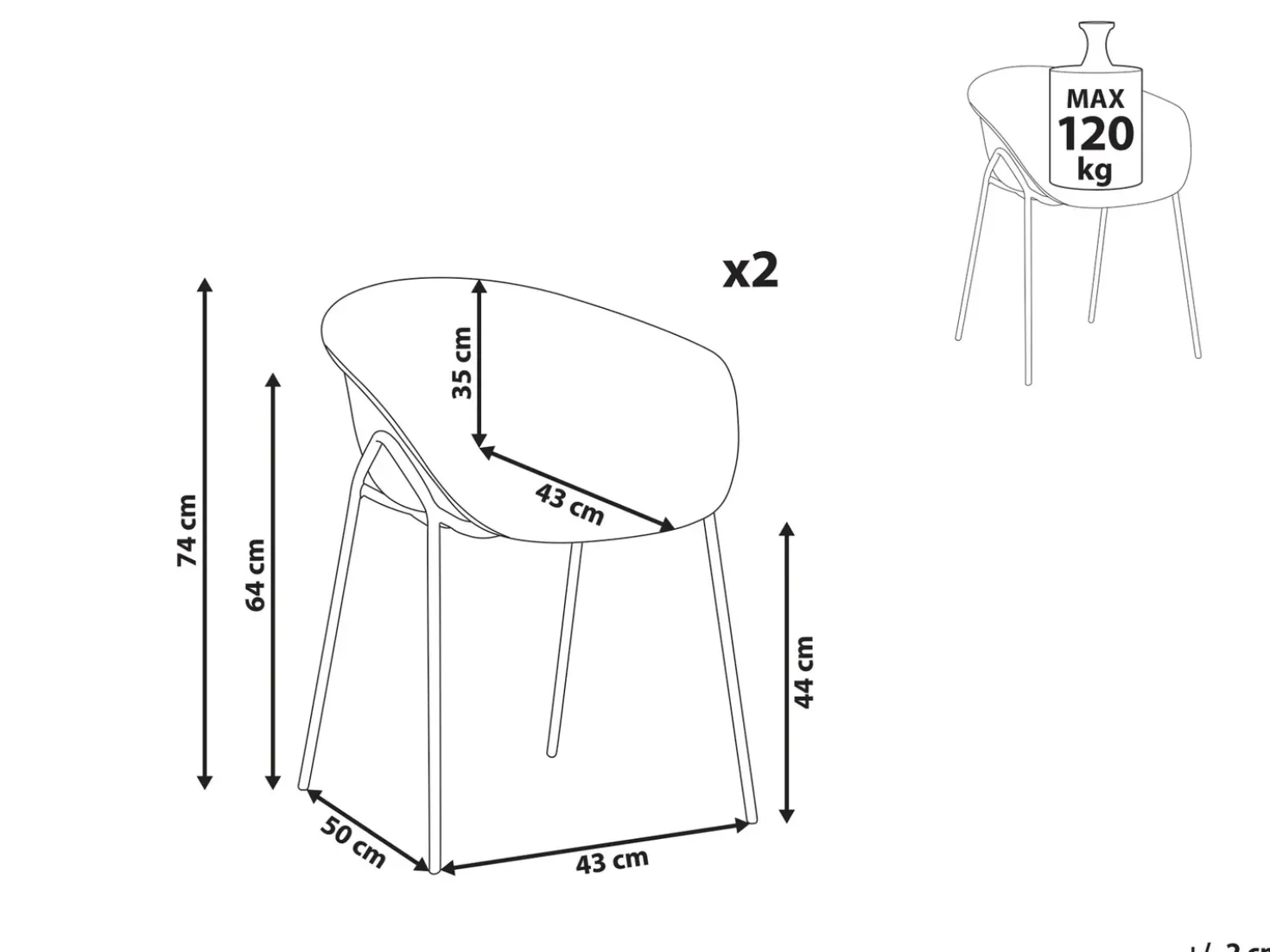 Set di 2 sedie da giardino METEORA Materiale sintetico Beige