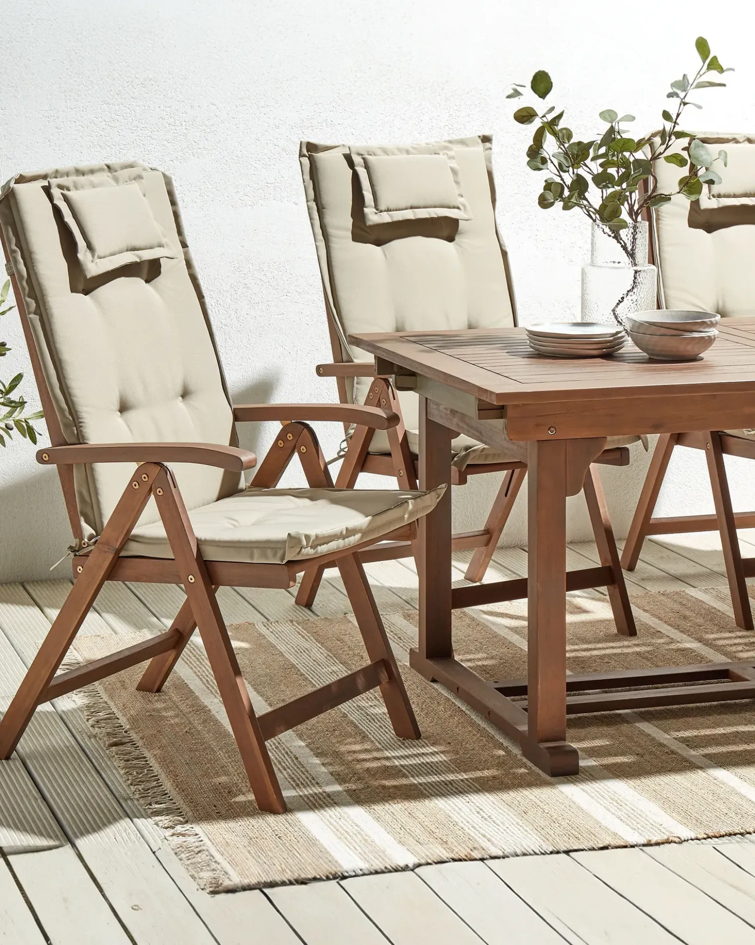 Set di 6 sedie da giardino con cuscini AMANTEA Legno d'acacia Tortora