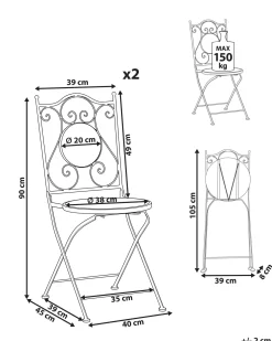 Set di 2 sedie da giardino CAMPRENA Metallo Nero