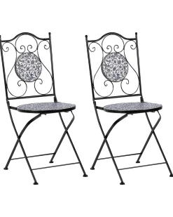 Set di 2 sedie da giardino CAMPRENA Metallo Nero