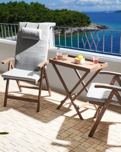 Set di 2 sedie da giardino con cuscini AMANTEA PREMIUM Legno d'acacia Grigio melange