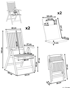 Set di 2 sedie da giardino con cuscini AMANTEA PREMIUM Legno d'acacia Grigio melange