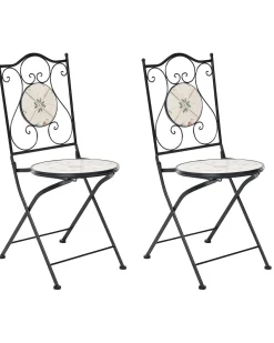 Set di 2 sedie da giardino CARONA Pieghevole Metallo Nero