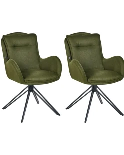 Set di 2 sedie da pranzo AVELAR Tessuto Verde scuro