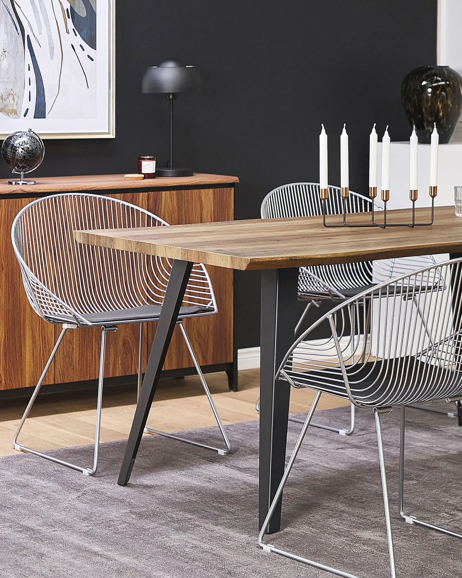 Set di 2 sedie da pranzo AURORA Metallo Argento