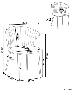Set di 2 sedie da pranzo AUGUSTA Velluto Grigio