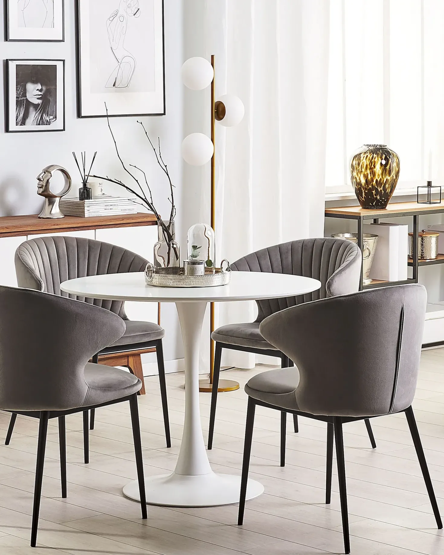 Set di 2 sedie da pranzo AUGUSTA Velluto Grigio