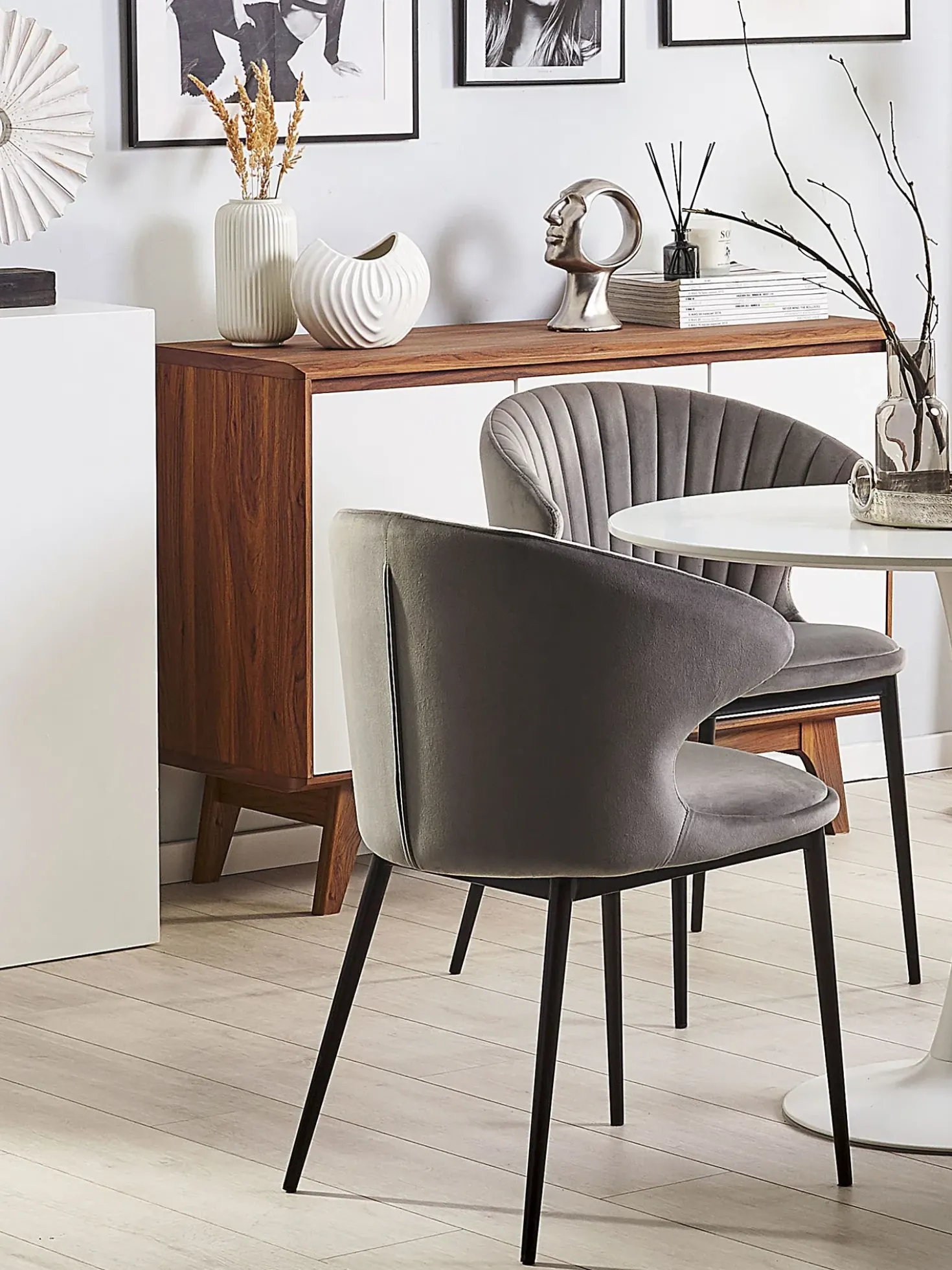 Set di 2 sedie da pranzo AUGUSTA Velluto Grigio