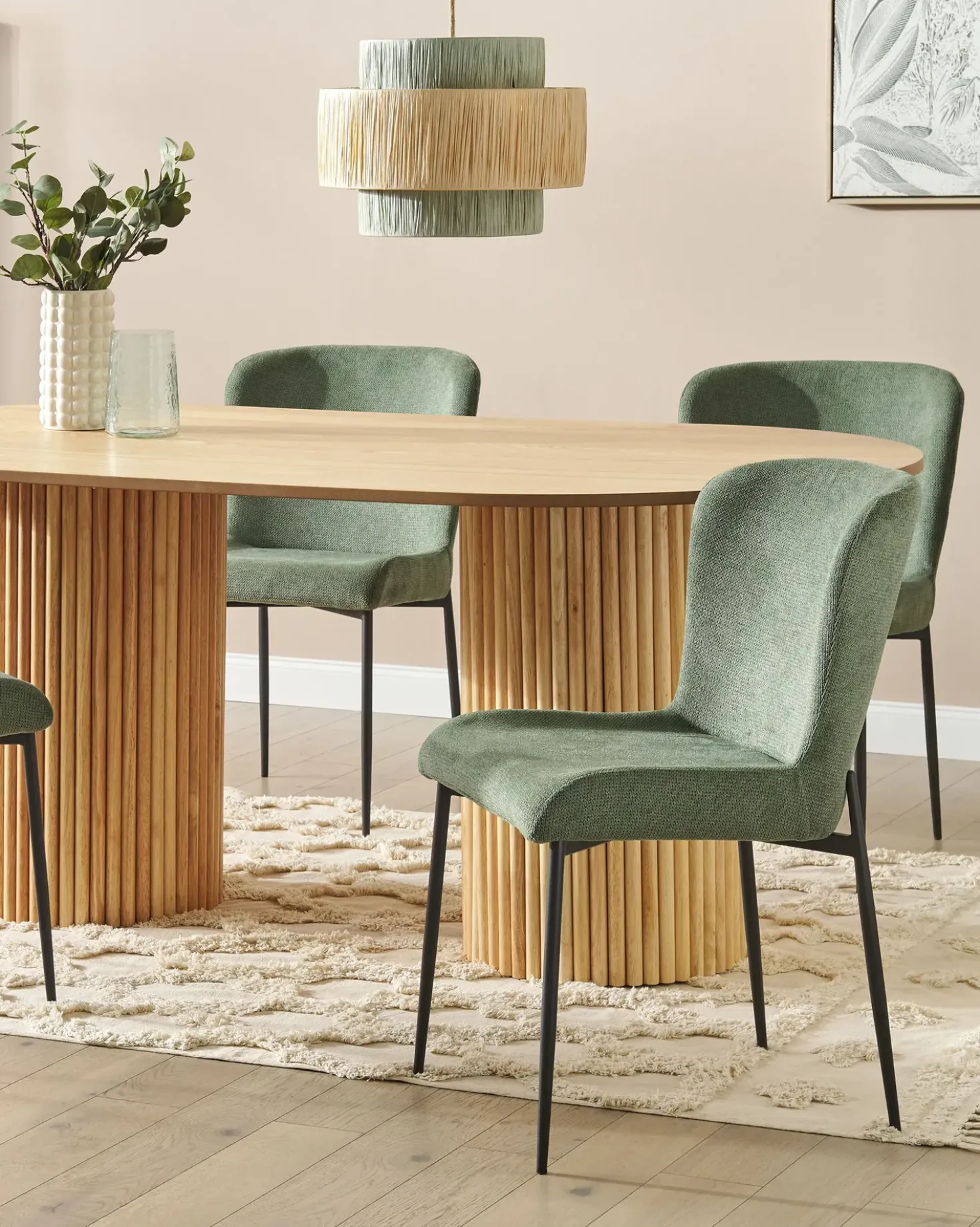 Set di 2 sedie da pranzo ADA Tessuto Verde scuro