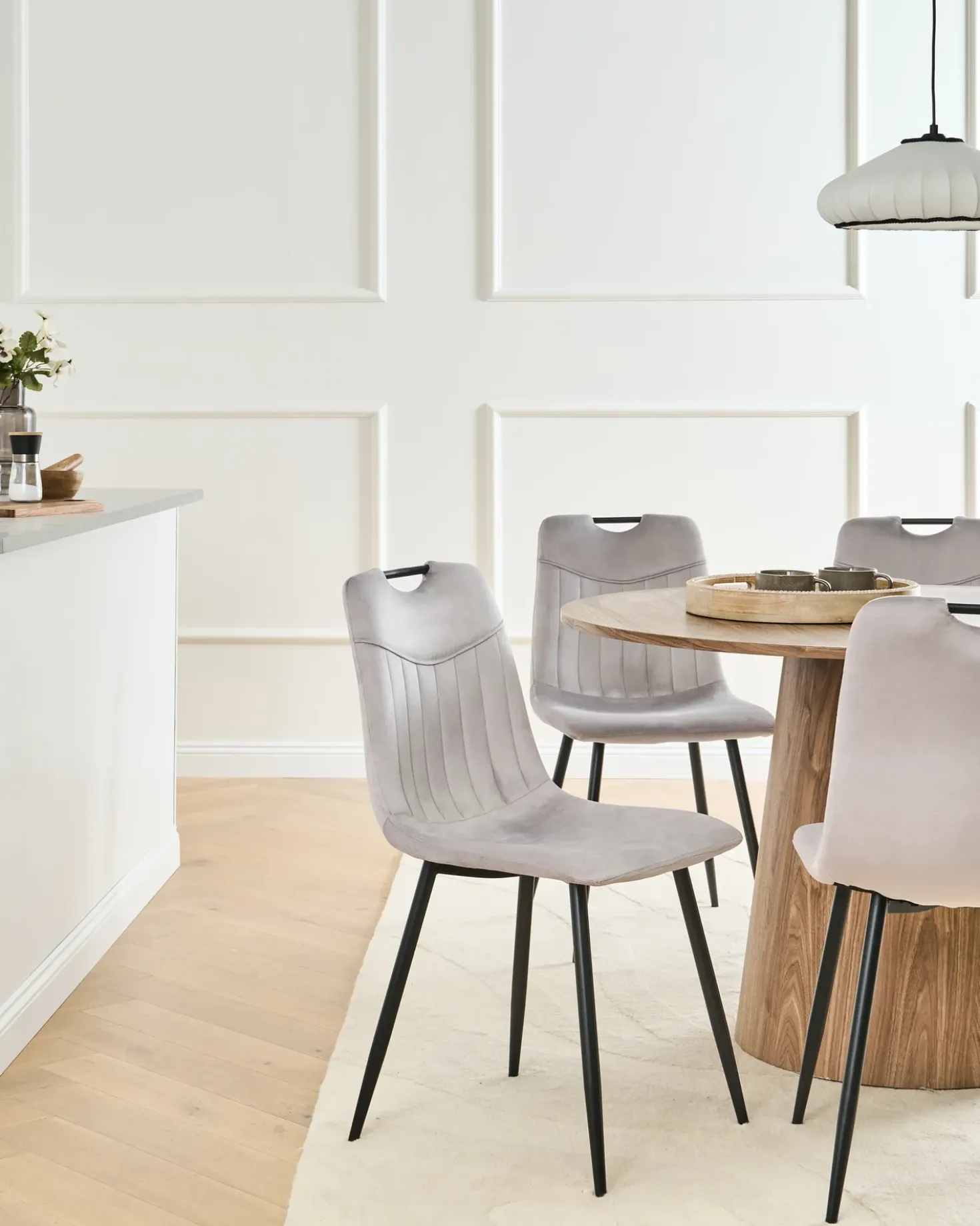 Set di 4 sedie da pranzo ARGYLE Velluto Grigio chiaro