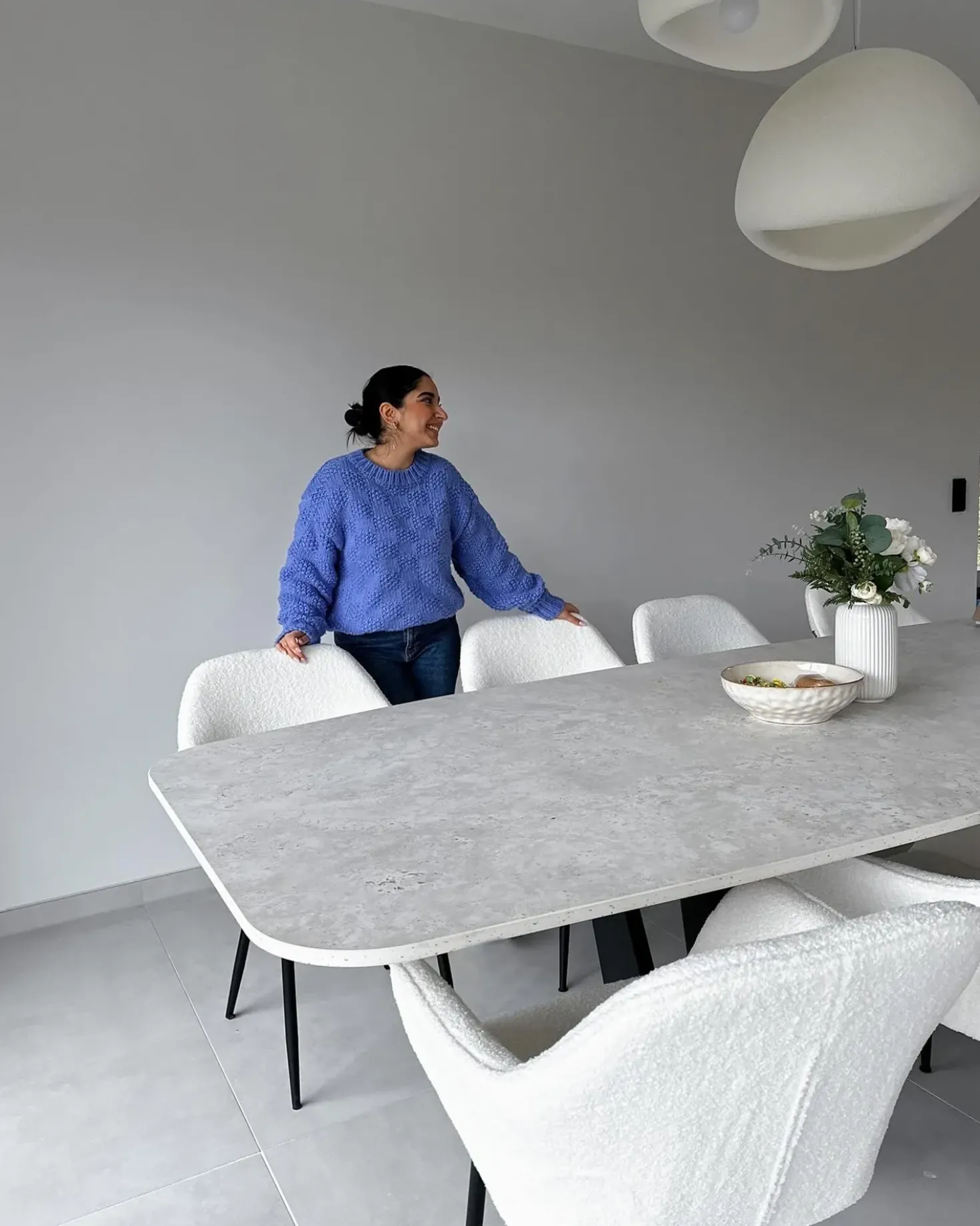 Set di 2 sedie da pranzo ALDEN II Bouclé Bianco
