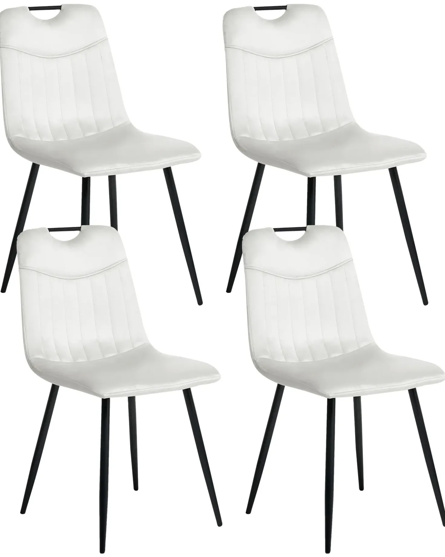 Set di 4 sedie da pranzo ARGYLE Velluto Bianco sporco