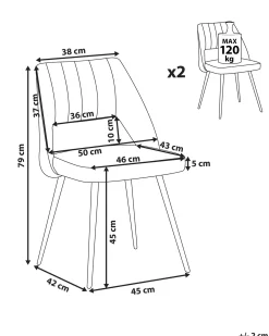 Set di 2 sedie da pranzo ANSLEY Velluto Blu oltremare