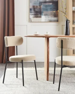 Set di 2 sedie da pranzo ALLISON Bouclé Beige chiaro