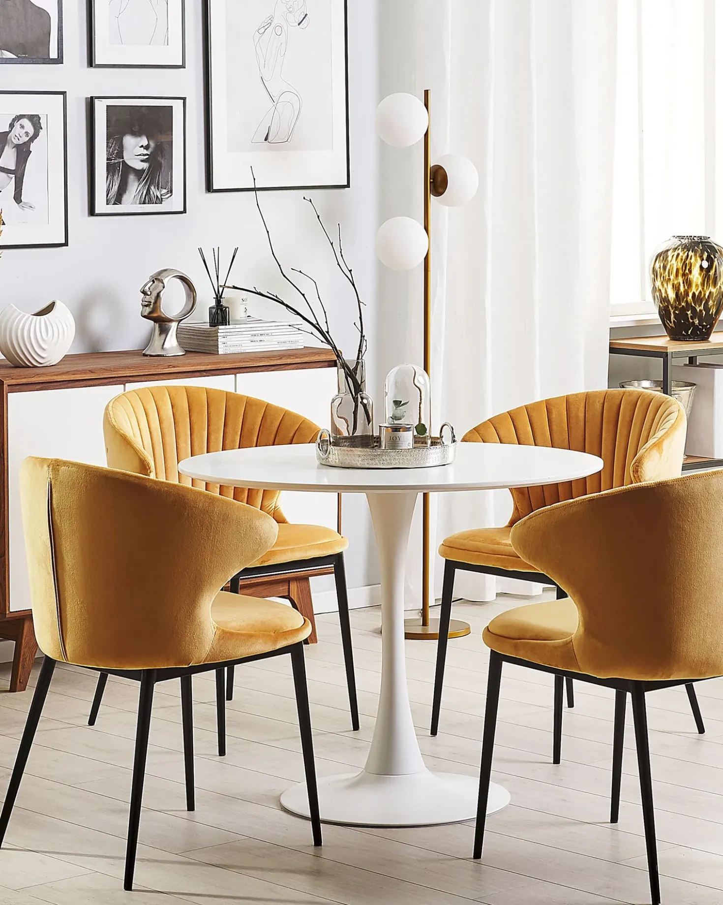 Set di 2 sedie da pranzo AUGUSTA Velluto Senape
