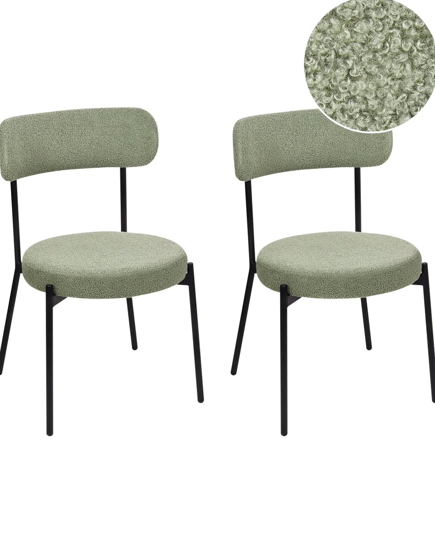 Set di 2 sedie da pranzo ALLISON Bouclé Verde chiaro