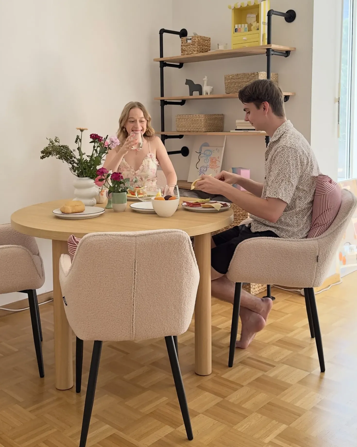 Set di 2 sedie da pranzo ALDEN Bouclé Beige chiaro