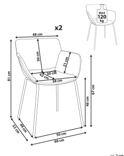 Set di 2 sedie da pranzo AXTEL Tessuto Verde
