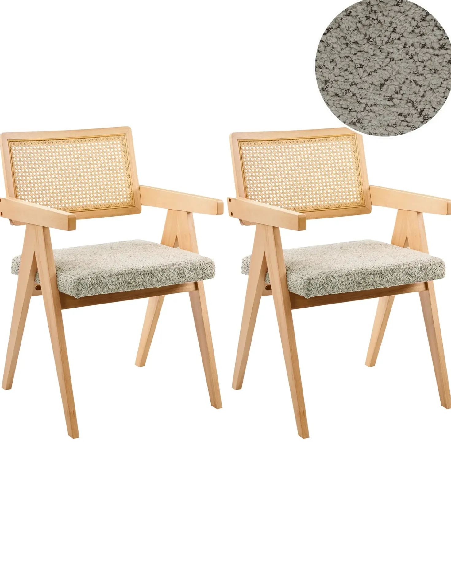 Set di 2 sedie da pranzo AVA Legno Marrone chiaro/Tortora