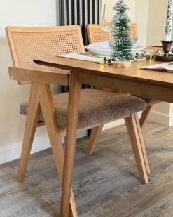 Set di 2 sedie da pranzo AVA Legno Marrone chiaro/Tortora