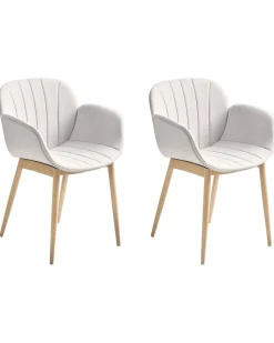 Set di 2 sedie da pranzo ALICE Tessuto Grigio chiaro