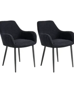 Set di 2 sedie da pranzo ALDEN Bouclé Nero