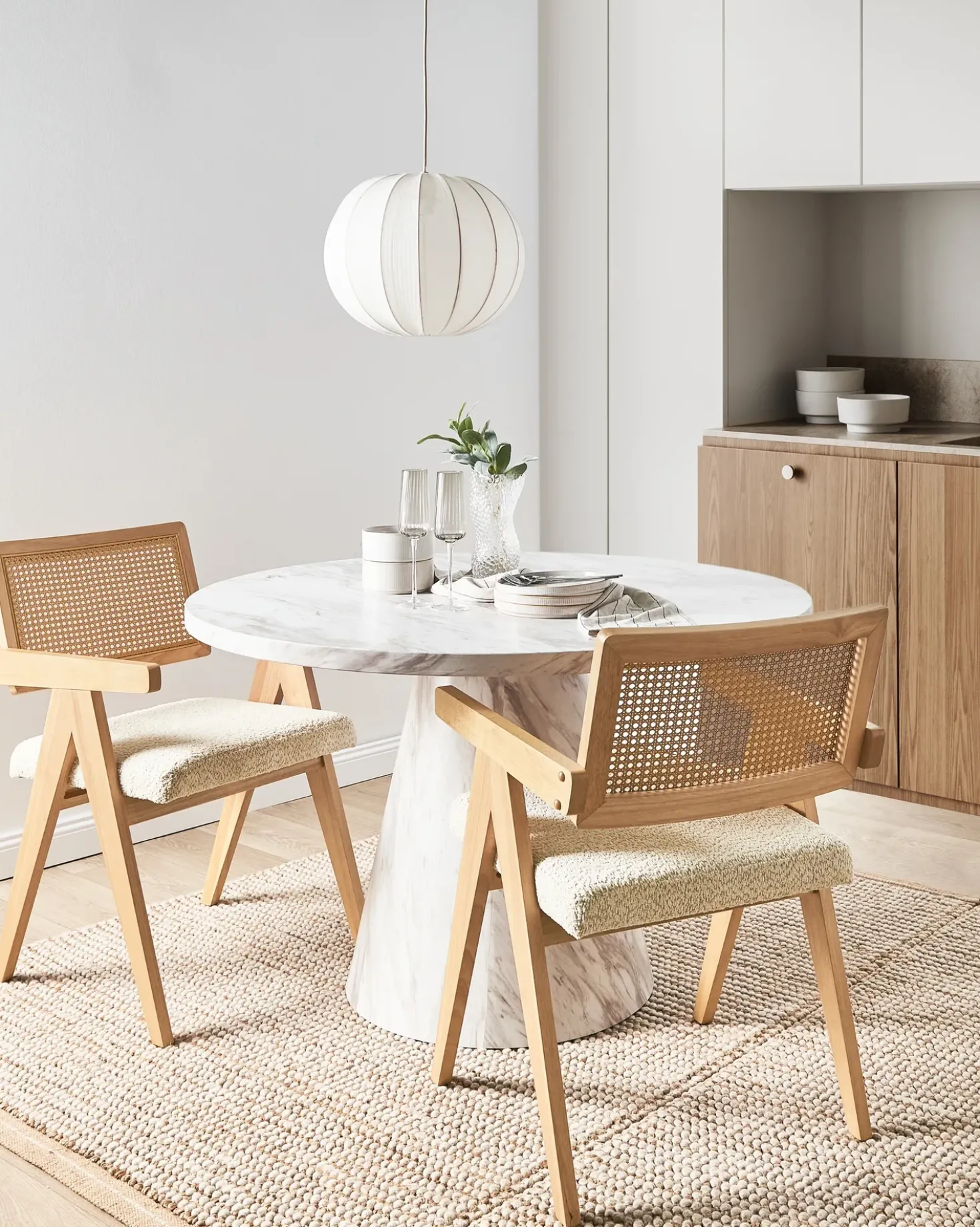 Set di 2 sedie da pranzo AVA Legno Marrone chiaro/Beige