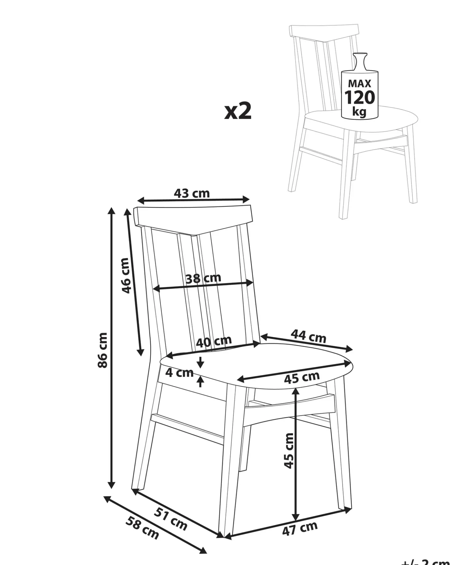 Set di 2 sedie da pranzo AVALON Legno Grigio chiaro