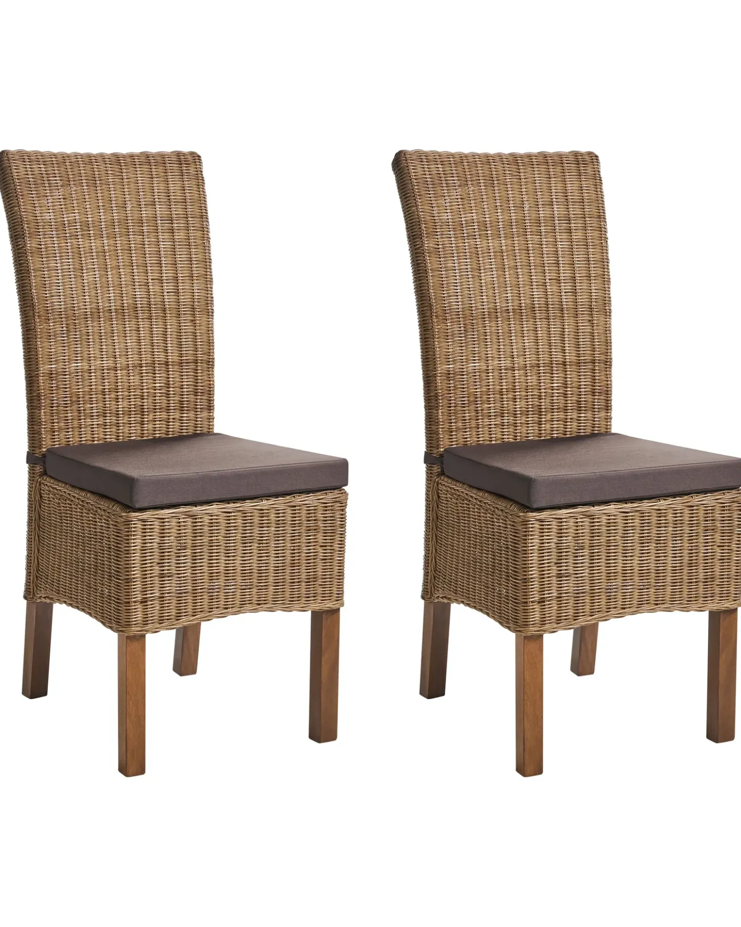 Set di 2 sedie da pranzo ANDES Rattan Marrone