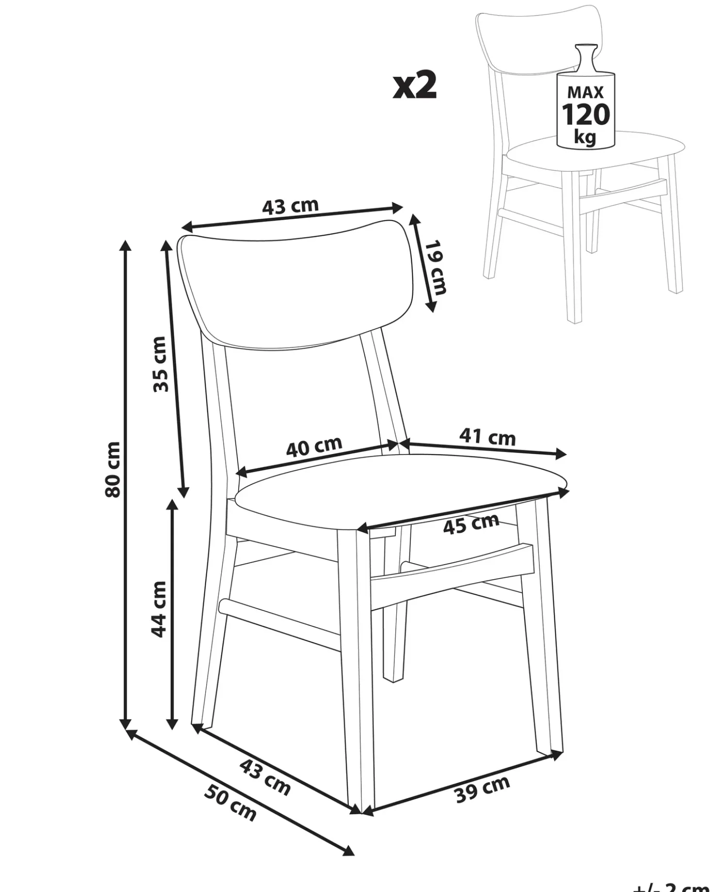 Set di 2 sedie da pranzo ANOKA Legno Marrone/Beige