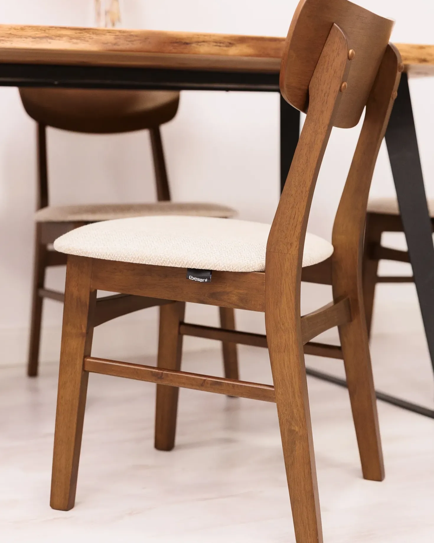 Set di 2 sedie da pranzo ANOKA Legno Marrone/Beige