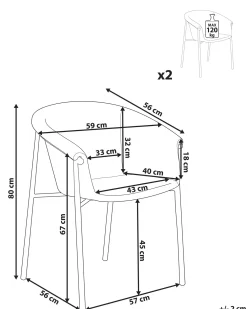 Set di 2 sedie da pranzo AMES Tessuto Arancione