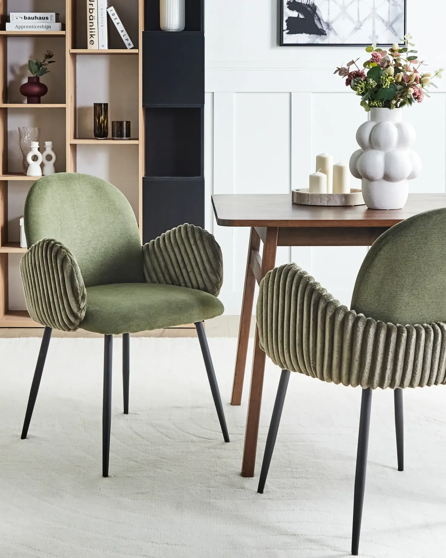 Set di 2 sedie da pranzo AMITY Tessuto Verde