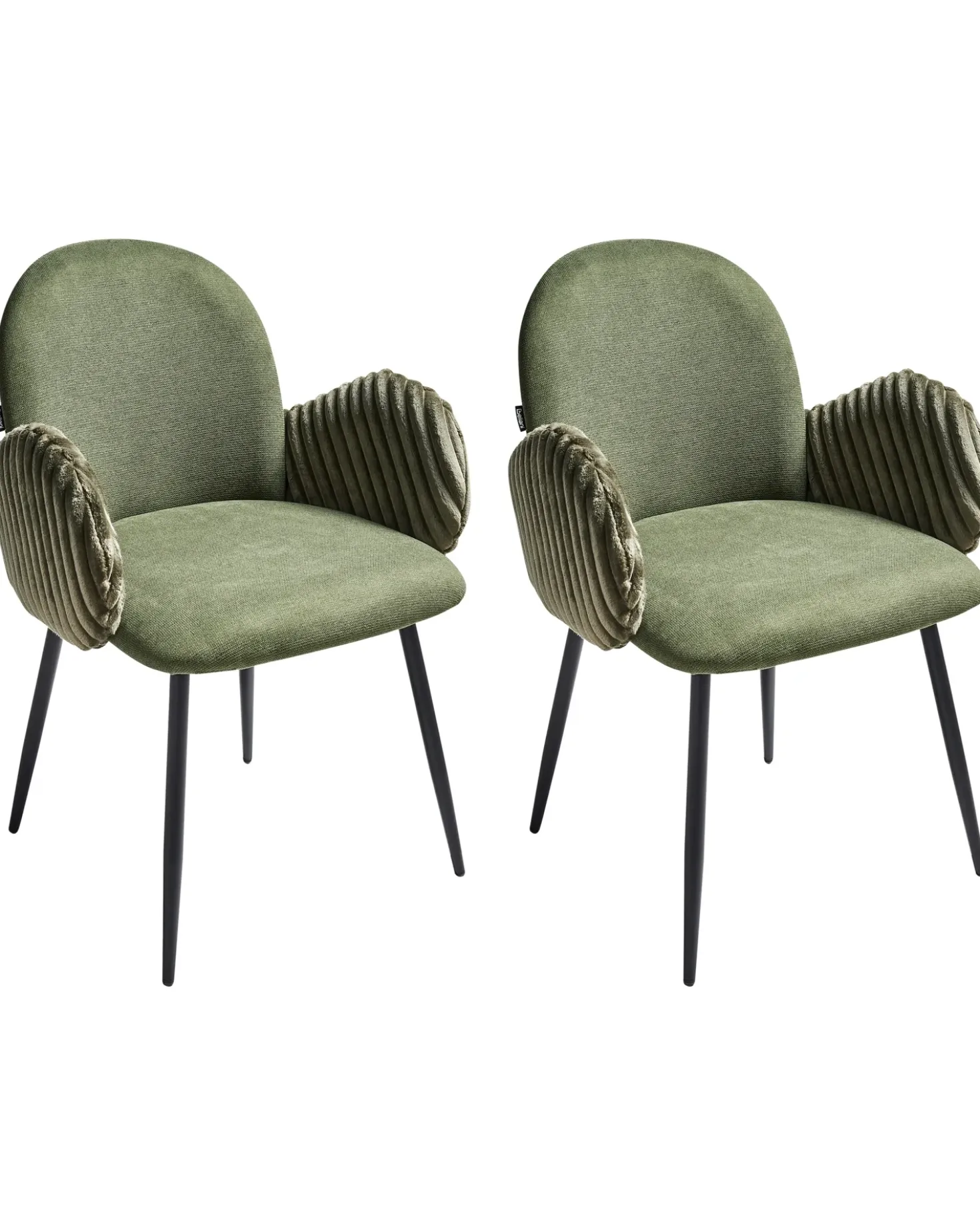 Set di 2 sedie da pranzo AMITY Tessuto Verde
