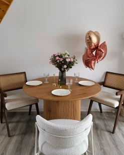 Set di 2 sedie da pranzo AVA Legno Marrone/Beige chiaro
