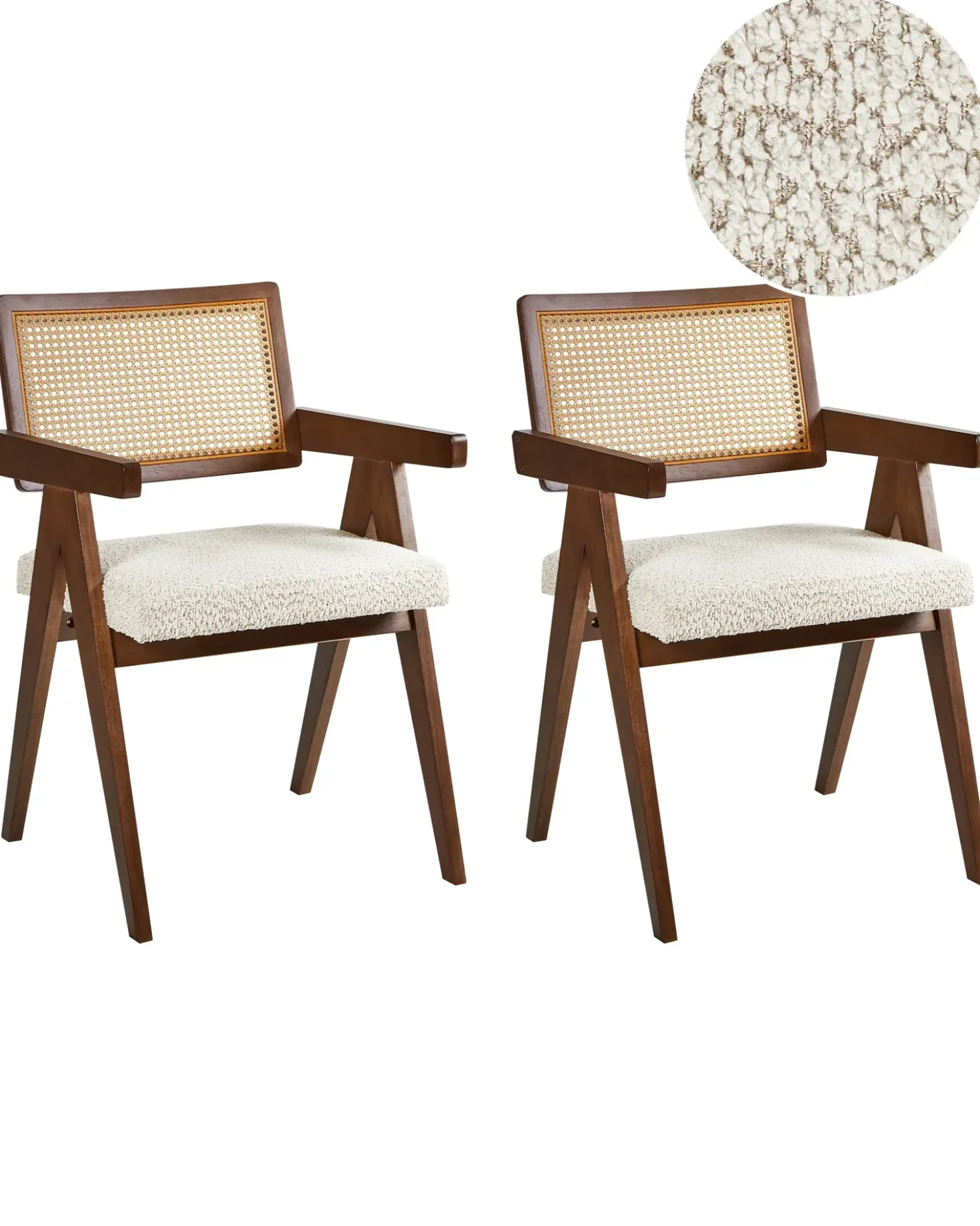 Set di 2 sedie da pranzo AVA Legno Marrone/Beige chiaro