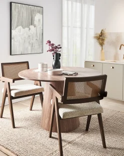 Set di 2 sedie da pranzo AVA Legno Marrone/Beige chiaro