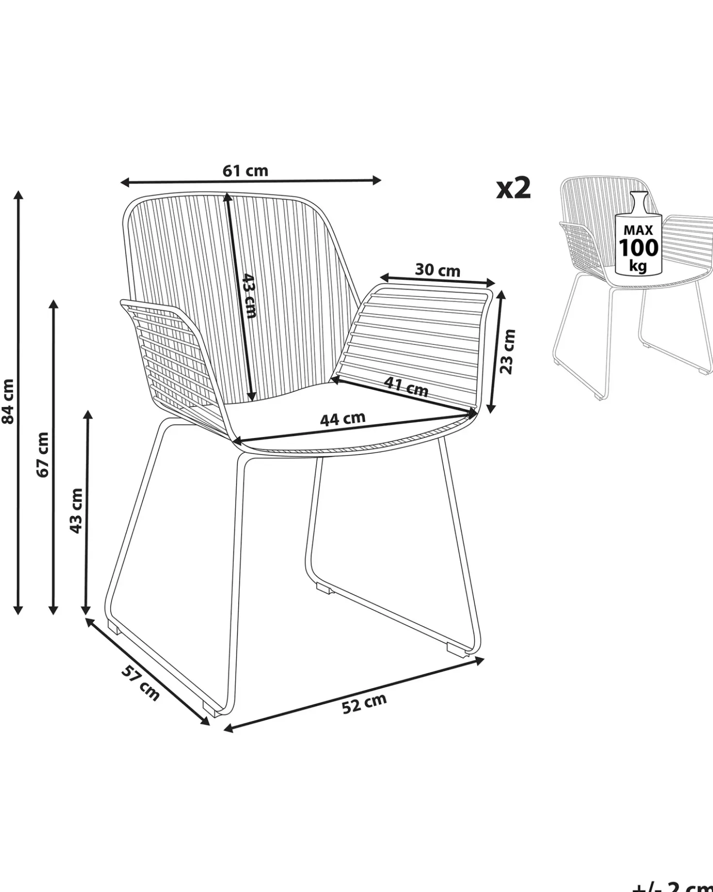 Set di 2 sedie da pranzo APPLETON Metallo Oro