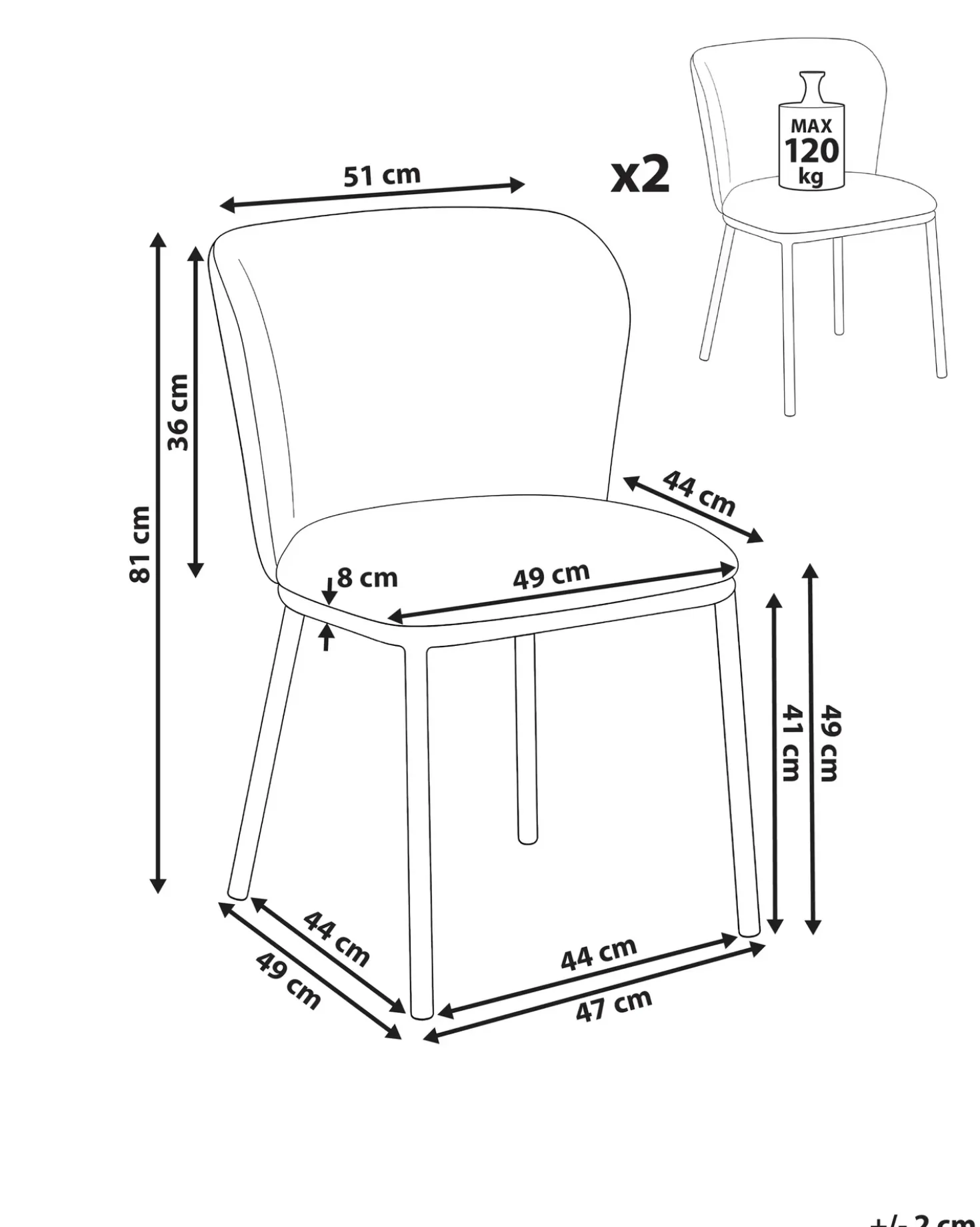 Set di 2 sedie da pranzo ARTESIA Tessuto Beige chiaro