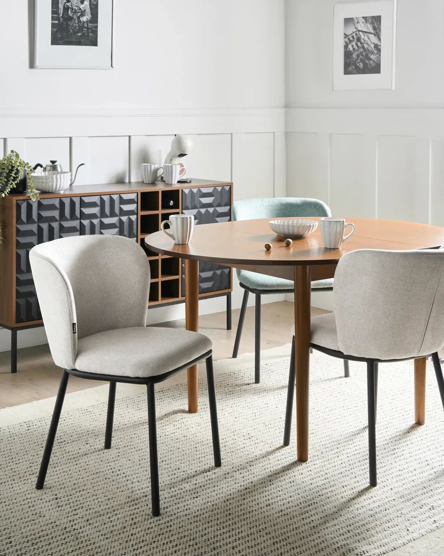 Set di 2 sedie da pranzo ARTESIA Tessuto Beige chiaro