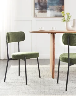 Set di 2 sedie da pranzo ALLISON Bouclé Verde scuro