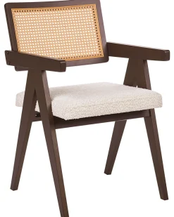 Set di 2 sedie da pranzo AVA Legno Marrone scuro/Beige chiaro