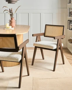 Set di 2 sedie da pranzo AVA Legno Marrone scuro/Beige chiaro